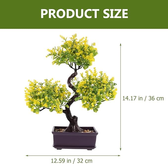 Cabilock Artificial Bonsai Tree Faux Potted Plant Realistic Simulation for Home Office Desk Decor Low Maintenance Greenery 5.12X10.63X11.81 Inches