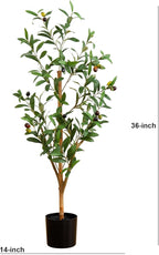 Nearly Natural Olive Tree - 3FT Tall Silk Faux Olive Tree for Home and Office Decor, Realistic Branches and Lifelike Fruits, Natural Wood Trunk, Potted