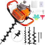 85cc Post Hole Digger 2-Stroke Petrol Gas Powered Earth Digger with 3 Auger Drill Bits (4" 6" & 8") + 2 Extension Rods （12" & 20"） for Farm Garden Plant