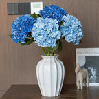 DUYONE 3PCS 22 inch Realistic Artificial Hydrangea Large Flowers Artificial Flowers Dry Flowers Outdoor Wedding Christmas Office Family Party Living Room Table Decoration (Dark Blue)