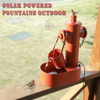 Metal Fire Hydrant Solar Water Fountain with Backup Battery,Solar Powered Water Fountain Outdoor,Solar Fountain Bird Bath for Garden, Patio & Yard Decor,Working at Night for at Least 6 Hours (red)