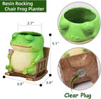 Saysmile Unique Frog Plant Pots Indoor, Cute Small Succulent Pots with Drainage Hole, Rocking Chair Planters for Outdoor Indoor Plants, Resin Flower Pot for String of Pearls, Gift Ideas for Mother