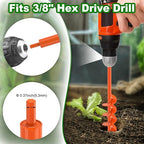Insaga 4'' x 24'' Auger Drill Bit for Planting, Extra Long Heavy Duty Earth Auger for Post Hole Digger, 0.98'' Hollow Shank, Bright Orange Coating, Fit 3/8'' Hex Drive for Fence Post Tree Bulb Garden