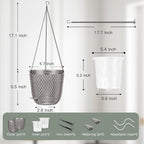 QCQHDU Self Watering Hanging Pots, 2 Pack 5.7 Inch Hanging Planters for Plants Indoor, Flower Pots with Drainage Holes and 3 Hooks Chains for Garden Home (Gray)