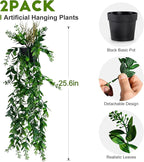 2 Pcs Faux Eucalyptus Vine Ivy Vine Artificial Hanging Plant Faux Plant Fake Potted Greenery for Wall Living Room Home Shelf Office Bathroom Outdoor Indoor Decor (Type 5)