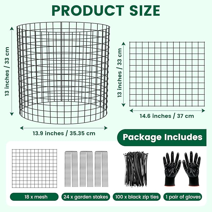 6 Pack Plant Protector from Animals, 14x13.5 Inch Wire Plant Protectors Metal Mesh Plant Cage to Keep Animals Out, Garden Plant Protection Covers for Rabbits Chicken Duck Bunny Barricades