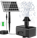 Jutai Solar Fountain Works in Cloudy Day with 2000mAH Battery Backup, 3.5W Glass Panel DIY Water Pump Kit with Sucker and Stake for Bird Bath, Water Feature,Garden, Outdoor-7 Nozzles,16.4ft Power Cord