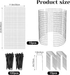 15 Pcs Large Wire Plant Protector from Animals, 5 Sets 24" H X 12" Dia Metal Plant Cage Chicken Wire Cloche Pack with Ground Stakes and Nylon Tie to Keep Animals Out, Garden Protection Bunny Barricade