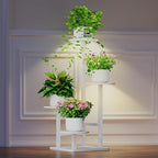 Homsorout Plant Stand Indoor with Grow Light, 4-Tiered Tall Plant Stand Indoor, Metal Plant Shelf with Adjustable Light, Ideal for Living Room, Garden, Patio white