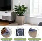 Self Watering Pots for Indoor Plants, 2 Pack Flower Pots Self Watering Planter 10.7" x 6.9" Plastic Pots African Violet Wick and Grow Pots Tall Orchid pots Square Large Plant Pots, Bronze