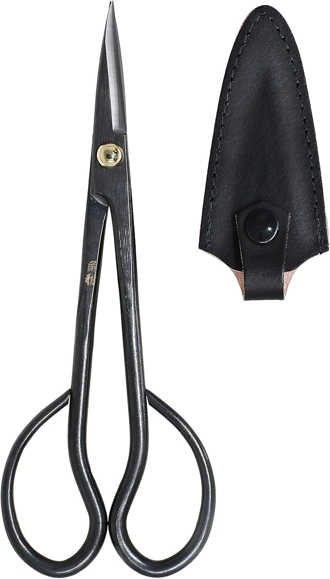 KAKURI Satsuki Bonsai Scissors Made in Japan 7", Japanese Carbon Steel Blade, Precision Bonsai Shears for Fine Pruning and Trimming