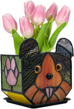 Handcrafted Stained Glass Dog Planter Pot, Succulent Pots with Drainage,Planter Pots for Indoor Plants,Pet Remembrance Gift Dog 4.6x3x5.15 in