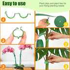 200Pcs Secured Plant Support Clips with Plant Ties 20mm 33ft - Tomato Clips Garden Tape Strap for Garden Netting Climbing Plants, Fixing Stem and Vine (Green)