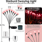 6-Pack Red Solar Outdoor Light for Garden Decorations, 48 LED Super Bright Solar Firefly Lights (Sway by Wind), New Upgraded Fairy Lights Outdoor Waterproof for Outside Pathway Patio Yard Porch(Red)
