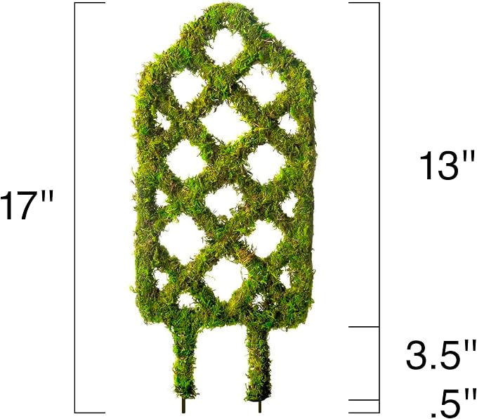 SuperMoss Plant Trellis - Decorative Garden Trellis for Climbing Plants Indoor & Outdoor | Moss-Covered Plant Support for Raised Garden Bed, Patio, Planters, and Garden Decor, Mini 17" X 6.5", Diamond