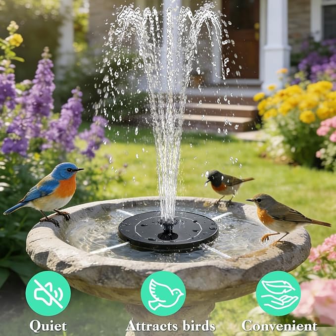 DDcafor Solar Fountain for Bird Bath,3.5W Solar Powered Water Fountain Pump with 6 Nozzles Floating Solar Water Pump for Birdbath,Small Pond Garden Outdoor Water Feature