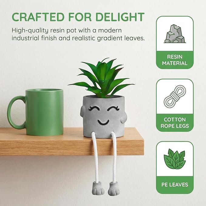 Fake Plant with Hanging Leg Artificial Succulents Plant in Mini Pot Shelf Bathroom Office Window Desk Kitchen Decor Faux Cute Real Plant 1 PC