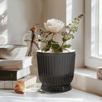 T4U 6 Inch Self Watering Pots for Indoor Plants, 4 Pack Self Watering Planter, Self Watering Pot with Reservoir, Small Self Watering Pots for Plants, African Violets (4 Pack, 6", Translucent Gray)
