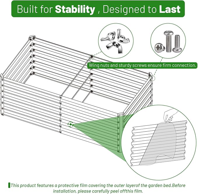 SnugNiture Galvanized Raised Garden Bed 8x4x2FT Outdoor Large Metal Planter Box Steel Kit for Planting Vegetables, Flowers