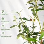 5FT Artificial Olive Tree - Indoor Tall Faux Olive Trees with Planter&Basket, Large Fake Olive Silk Tree Realistic Olive Plants with Branches and Fruits for Home Decor Office Living Room