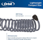 Orbit 26382 Coil Garden Hose, 25 Feet, with 8-Pattern Hose Nozzle (Gray)