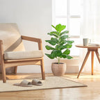 BESAMENATURE 30.5" Little Artificial Fiddle Leaf Fig Tree/Faux Ficus Lyrata for Home Office Decoration, Ships in Silvery Gray Planter