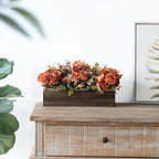 Dahey Centerpiece Table Decorations for Dining Room Farmhouse Living Room Fall Table Centerpieces Decor Wood Tray with 3 Artificial Flowers and 2 Eucalyptus for Kitchen Table, Orange