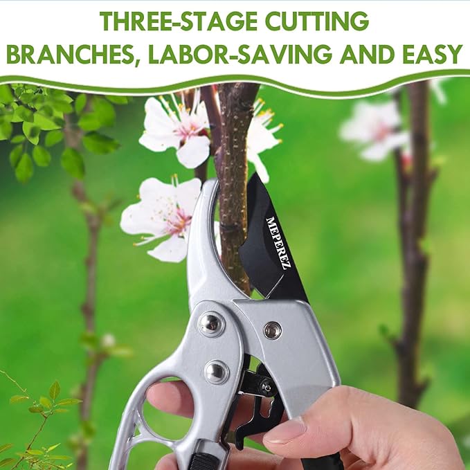 Premium Germany Pruning shears, work 3 times easier, hand pruners heady duty, cutting fresh flower, hedge, herb, live indoor plants, gardener lovers garden scissors, Arthritis weak hand snips