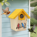 Wooden Bird Houses Bird House for Outside,Yellow Wood Bird House for Outdoors, 1.5" Entrance Hole Bird Houses for Garden Blue Bird Hummingbird Wren Cardinal Swallow Sparrow Finch