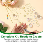 Rivvlive DIY Crystal Suncatcher Kit 400 Pcs Sun Catchers Making Supplies Kit with 3 Size Tall Trellis for Potted Plants Indoor Plant Stake Suncatcher Decoration for Indoor Windows Office Home Decor