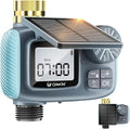 Solar Power Sprinkler Timer with Brass Inlet, CyberOrd Programmable Water Timer for Garden Hose, Hose Timers with Rain Delay/Manual/Automatic Watering System, Digital Irrigation for Yard, Lawn, Garden