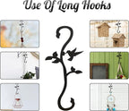 Hummingbird Bird Feeder Hanger Hooks for Outdoors Hanging, Shepherds Hanging Plant Hooks, S Garden Fence Hooks for House, Wind Chimes, Flower Basket(2PCS)