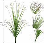 Artificial Wheat Grass Plants Fake Greenery Faux Onion Stems Plastic Plant Flowers Shrubs for Indoor Room Home Office Outdoor Decor Garden Porch Gardening Wedding Party DIY Wreath Decoration - 16 Pack