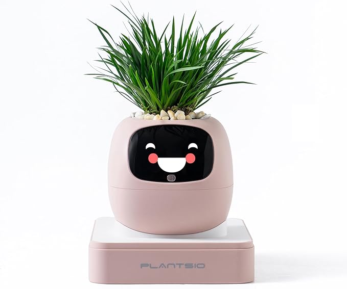 PLANTSIO Ivy Interactive AI Desk Companion, Smart Plant Pet with 100+ Expressions, Cute Indoor Planter for Office Decor, Unique Gift for Plant Lovers & Coworkers(Blush)