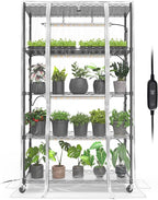 Bstrip Indoor Greenhouse with Grow Light, Mini Green House with 4 Pack 24W Full Spectrum Plant Lights with Timer, Plant Shelf with Tent for Indoor Plant, Seed Starting, Seed Tray, 35.4"x13.8"x59"