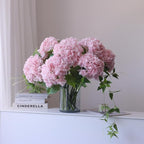 Buart 4PCS Long Stem Big Size Flowers Artificial Silk Hydrangea Lifelike Flowers Real Touch Pink Artificial Flowers Wedding Shower Bride Bouquets Office Living Room Table Decorations (21 Inch)