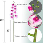 Htmeing 38 Inch Artificial Phalaenopsis Flowers Branches Real Touch (Not Silk) Orchids Flowers for Home Office Wedding Decoration,Pack of 2 (White Pink)