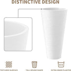 Kante Tall Round Planter Set of 2, 18 Inch Tall Decorative Planter Pots for Outdoor Indoor Garden Patio Front Porch (White)