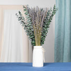 115 PCS Mixed Dried Eucalyptus Stems with Lavender Flowers Bundle for Shower, 17'' Natural Eucalyptus Leaves Branches Hanging Shower Plant for SPA Home Fragrance Bathroom Table Vase Decor