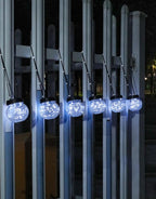 PARTPHONER Solar Lights Outdoor Waterproof 12-Pack, Solar Powered Hanging Lantern Cracked Glass Hanging Globes for Yard Decor Christmas Decoration, Shepherd Hook, Garden Tree Ornaments, Cold White