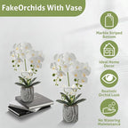 White 16.5'' Fake Orchids Flowers in Pot Bendable Faux Orchids Artificial Flowers Washable Silk Orchid Phalaenopsis Decor for Home Wedding Table Centerpiece Bathroom Office