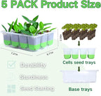 Seed Starter Tray,5-Pack Reusable Silicone Seed Starter Tray with 5 Base Trays,Foldable Design for Easy Transplanting,Indoor Gardening Supplies for Vegetables, Flowers & Herbs,60 Cells Total