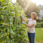 Cucumber Trellis for Raised Garden Bed, U-Shape Plant Support Metel Trellis for Climbing Plants Arch Trellis with Netting for Outdoor Cucumbers,Tomatoes,Vine Climbing Plant(47.2''X32''x47.2''(LxWxH))