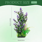 Aquarium Plants (2-Pack) Artificial Plastic Fish Fish Habitat Decor, Small to Moderate Size Aquarium Decorations, Safe Green Plants for Freshwater Tanks (Purple & Green Mix)