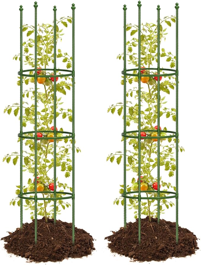 joyhalo 2 Pack Tomato Cage for Garden, Up to 59 Inch Heavy-Duty Tomato Trellis, Height Adjustable Garden Trellis for Climbing Plants Vegetables Flowers Cucumber Peony