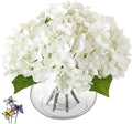 Leftover Hydrangea Artificial Flowers with Vase,White Real Touch Hydrangea Flowers with Butterfly,Faux Hydrangea Flowers for Floral Centerpieces for Tables,Home Decor,Wedding Decor,Coffee Table Decor