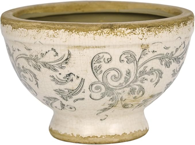 Dosayes Vintage Ice Crackle Grazd Ceramic Flower Pot with Drainage Holes, 4.33 Inch Rustic Planter for Indoor Plants, Outdoor Garden, Farmhouse Gift Tuscan Decor (Gray)