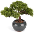 9.5 Inch Artificial Bonsai Tree with Ceramic Pot - Decorative Fake Plant for Home Office Living Room Window Sill, Fake Plants for Year-Round Decoration（Gray）