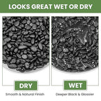 Polished Black Pebbles, 3/8 Inch Highly Glossy Decorative Gravel for Plants - Natural River Rocks for Succulent, Cactus, Aquarium, Vase Filler, Terrarium, Outdoor Garden & Landscaping-3LB