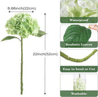 Coferset Light Green Hydrangea Artificial Flowers 3pcs Lifelike Faux Hydrangea Real TouchArtificial Flowers for Outdoors Home Wedding Christmas Office Party Living Room Decoration,22inch